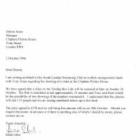 Letter to Clapham Picture House
