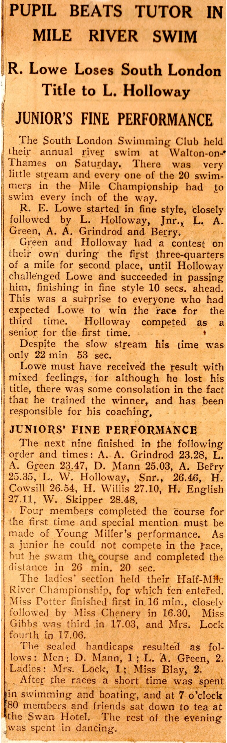 River Swim 1933
