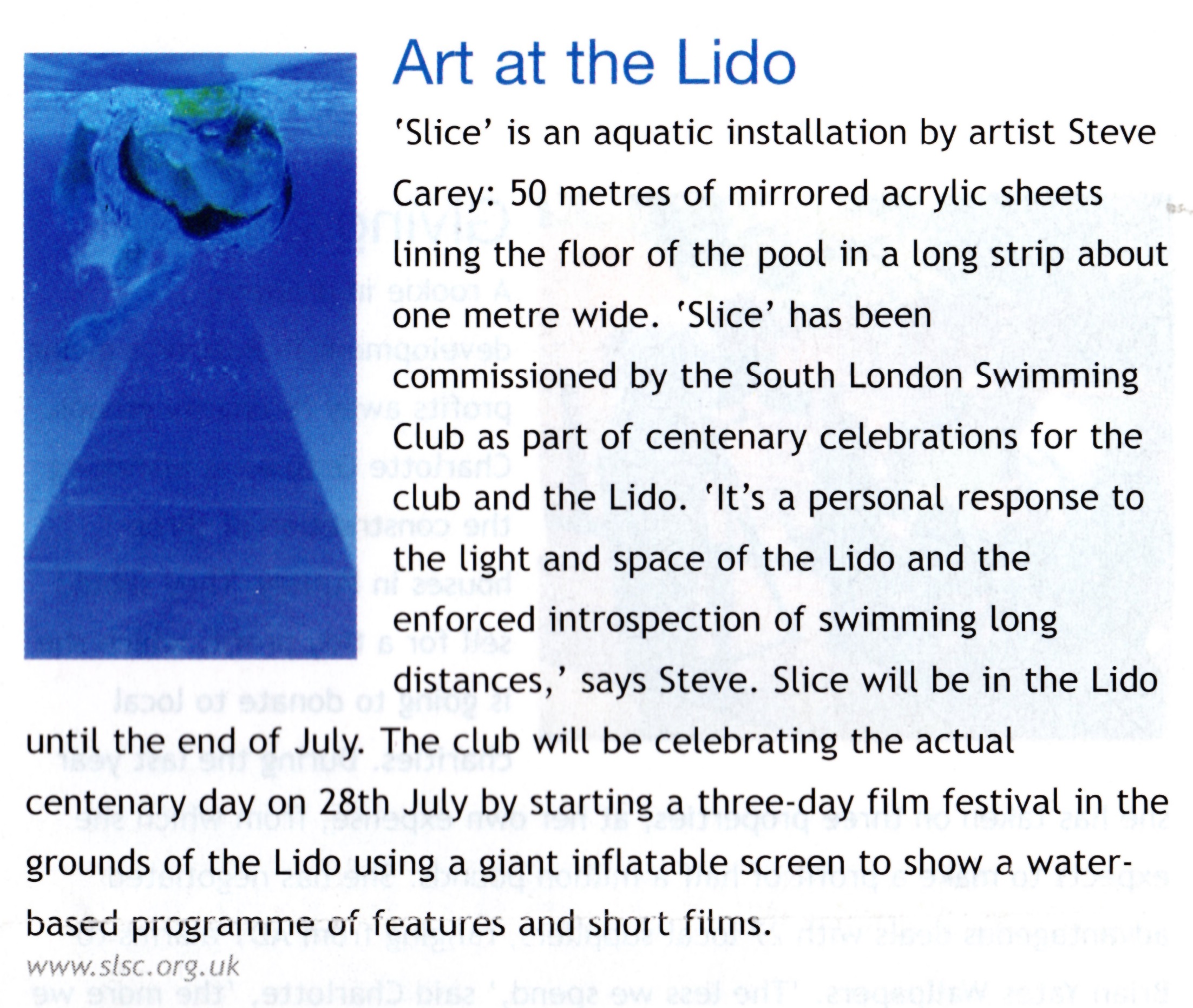 Centenary: ‘Slice’ Aquatic Installation