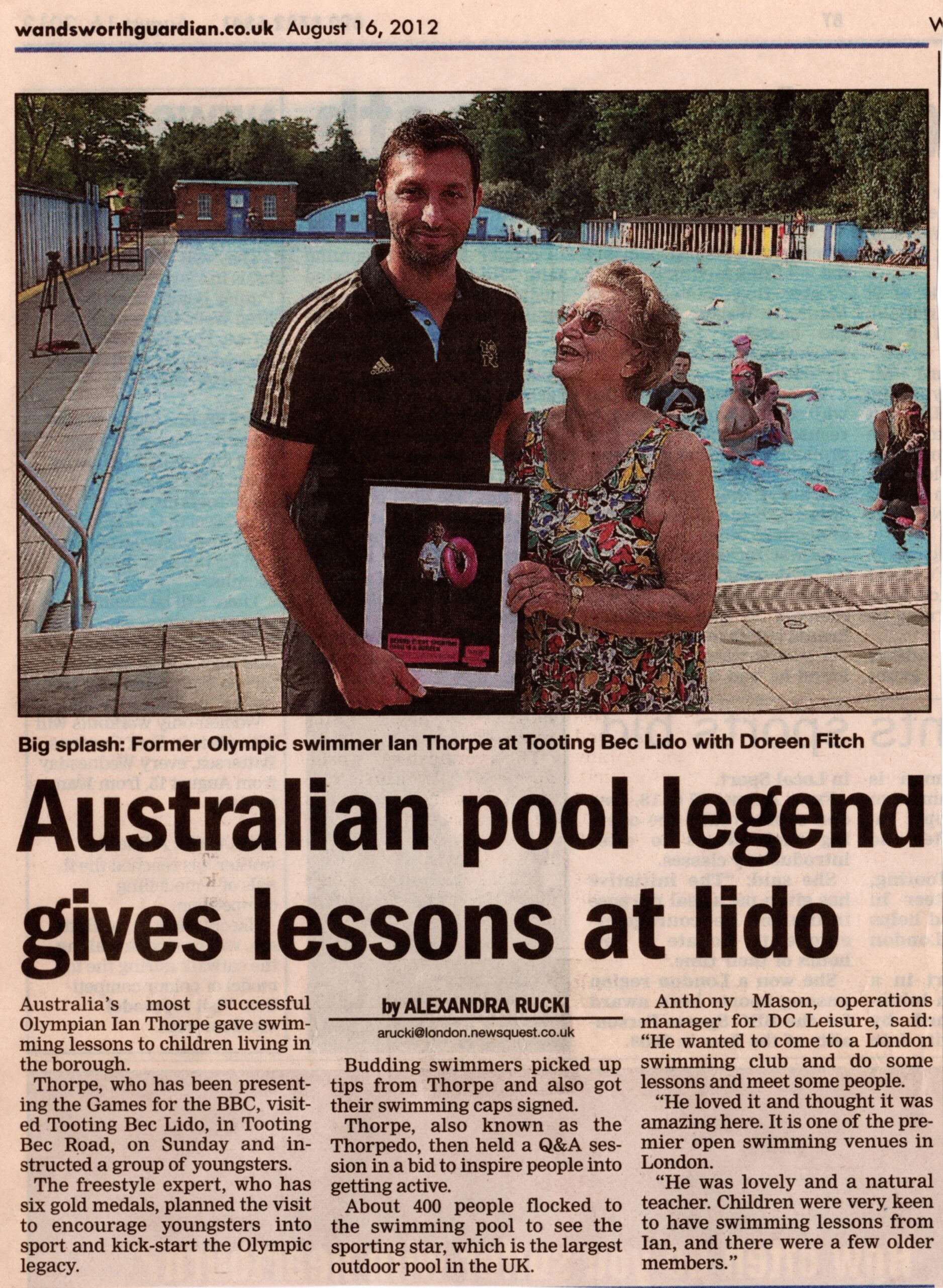 Olympic Swimmer Ian Thorpe at Lido